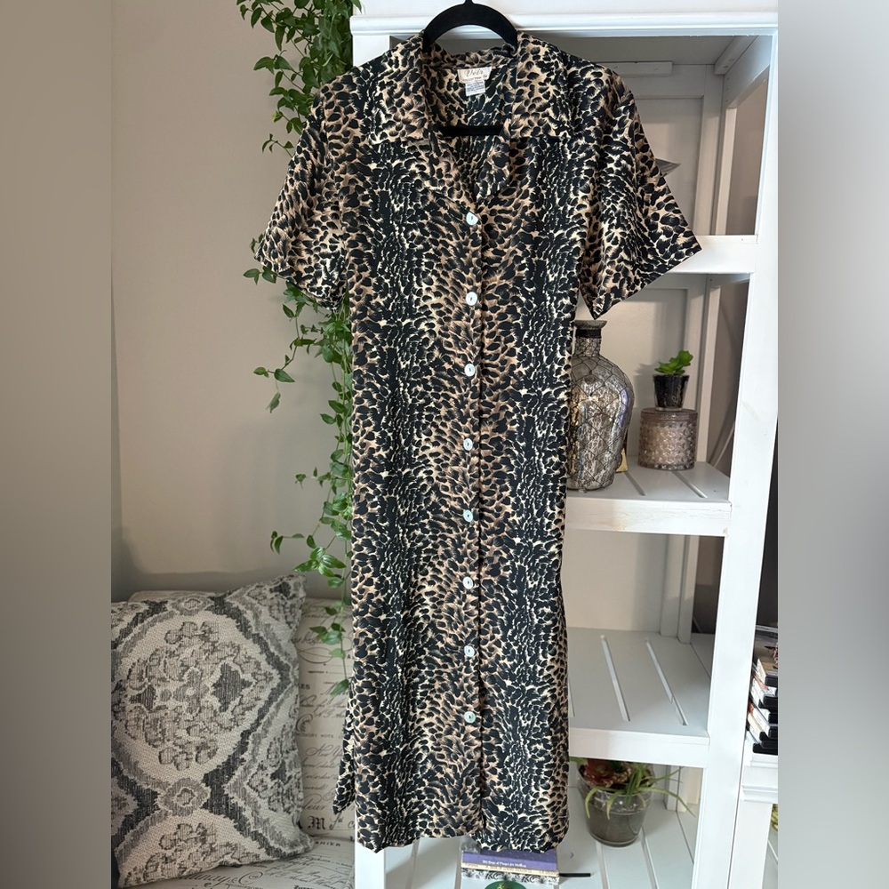Voir Leopard Print Button-Down Dress